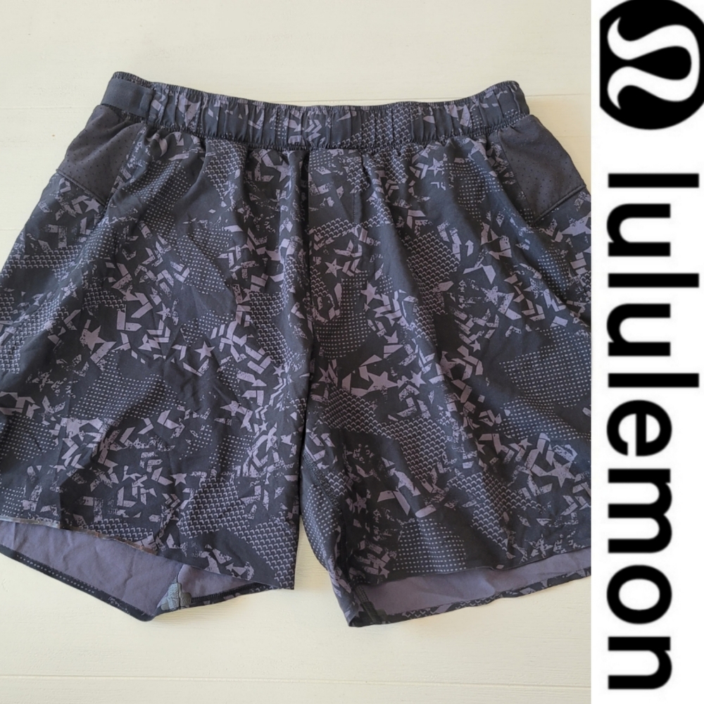 lululemon athletica Black Patterned Athletic Shorts